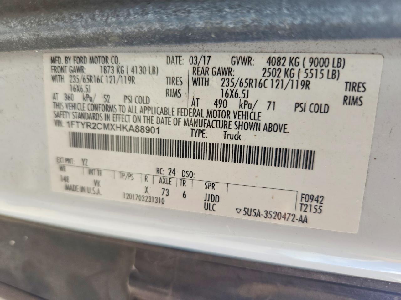 2017 FORD TRANSIT T-250 photo 39