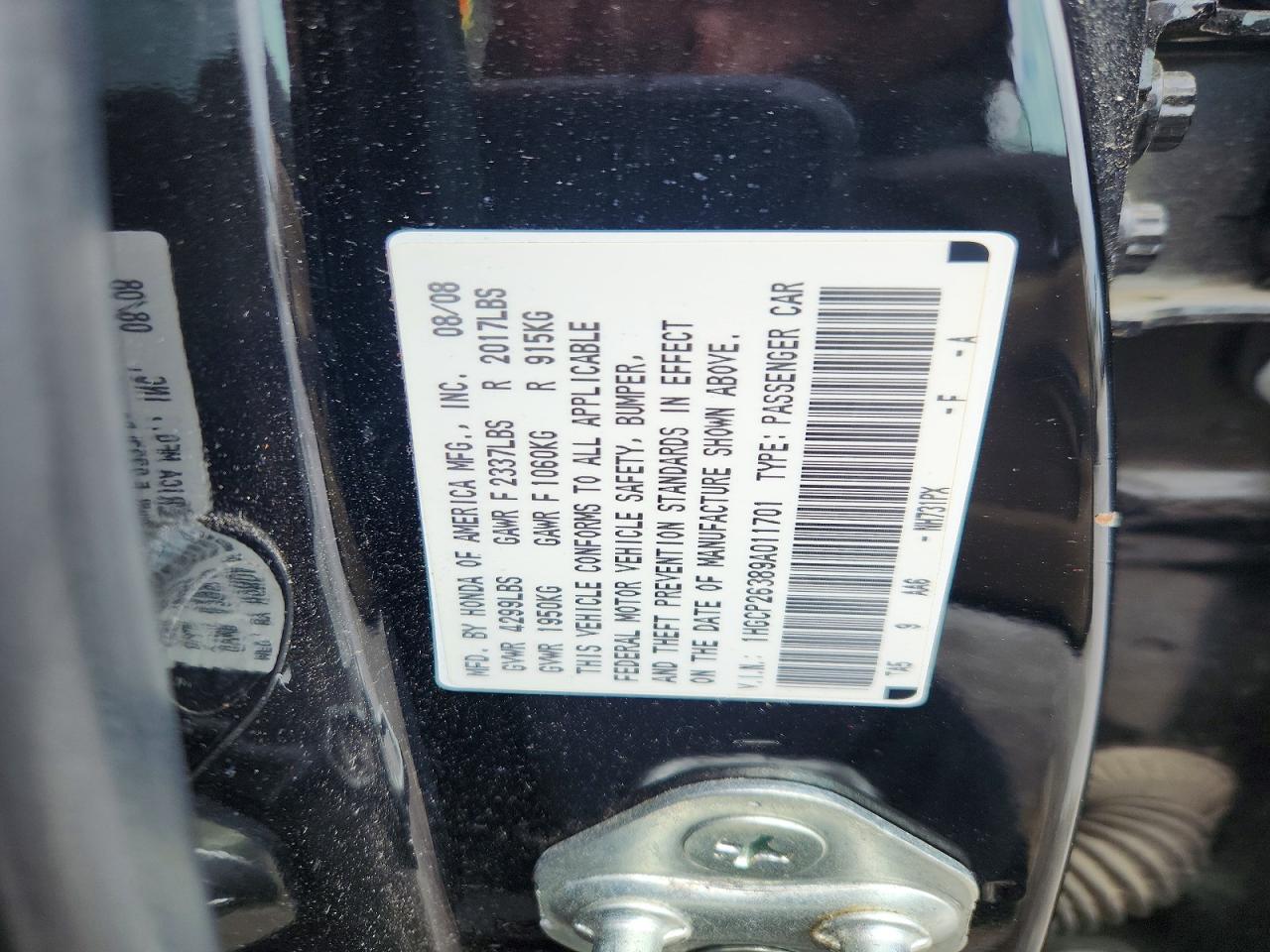 2009 HONDA ACCORD LX photo 34