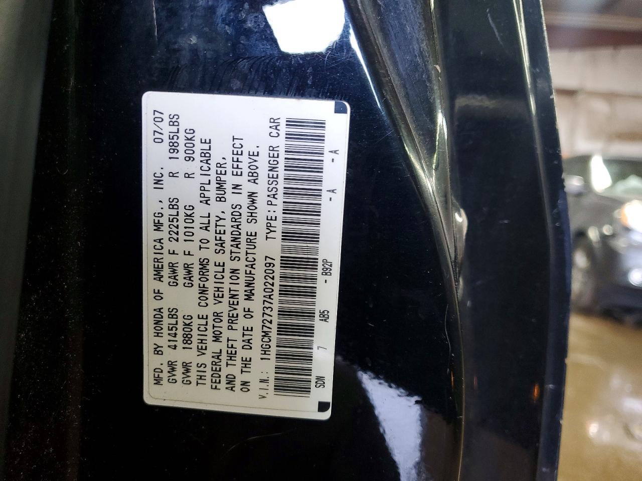 2007 HONDA ACCORD EX photo 37