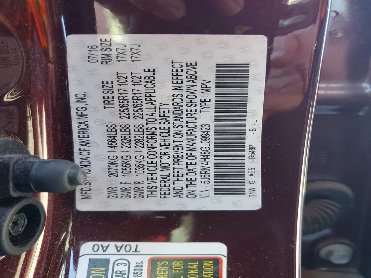 2016 HONDA CR-V SE photo 27