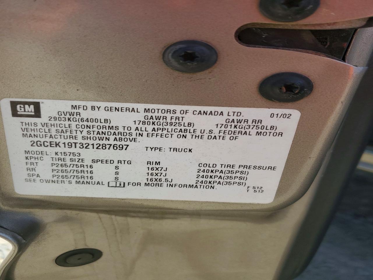 2002 CHEVROLET SILVERADO K1500 photo 12
