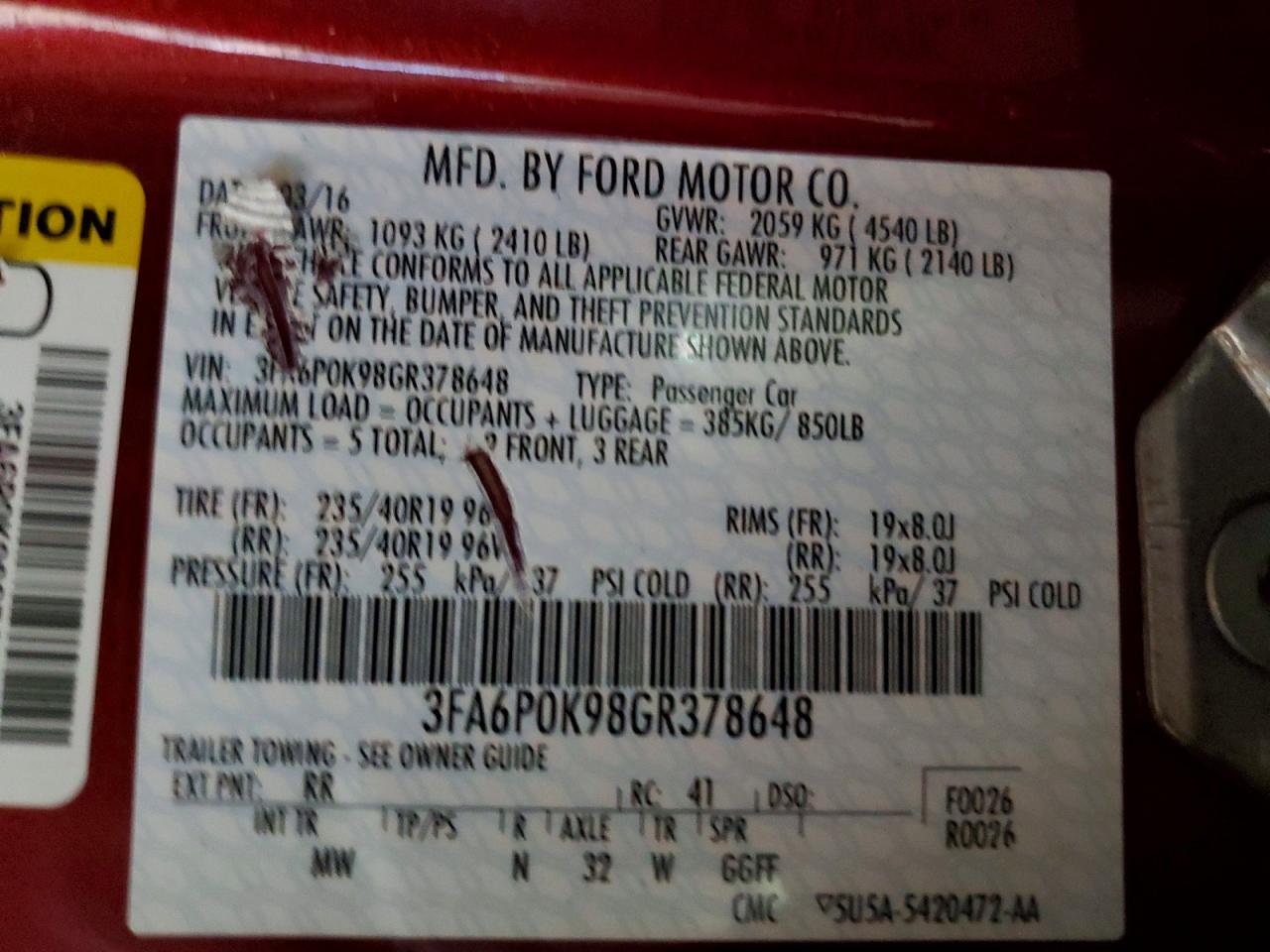 2016 FORD FUSION TITANIUM photo 23