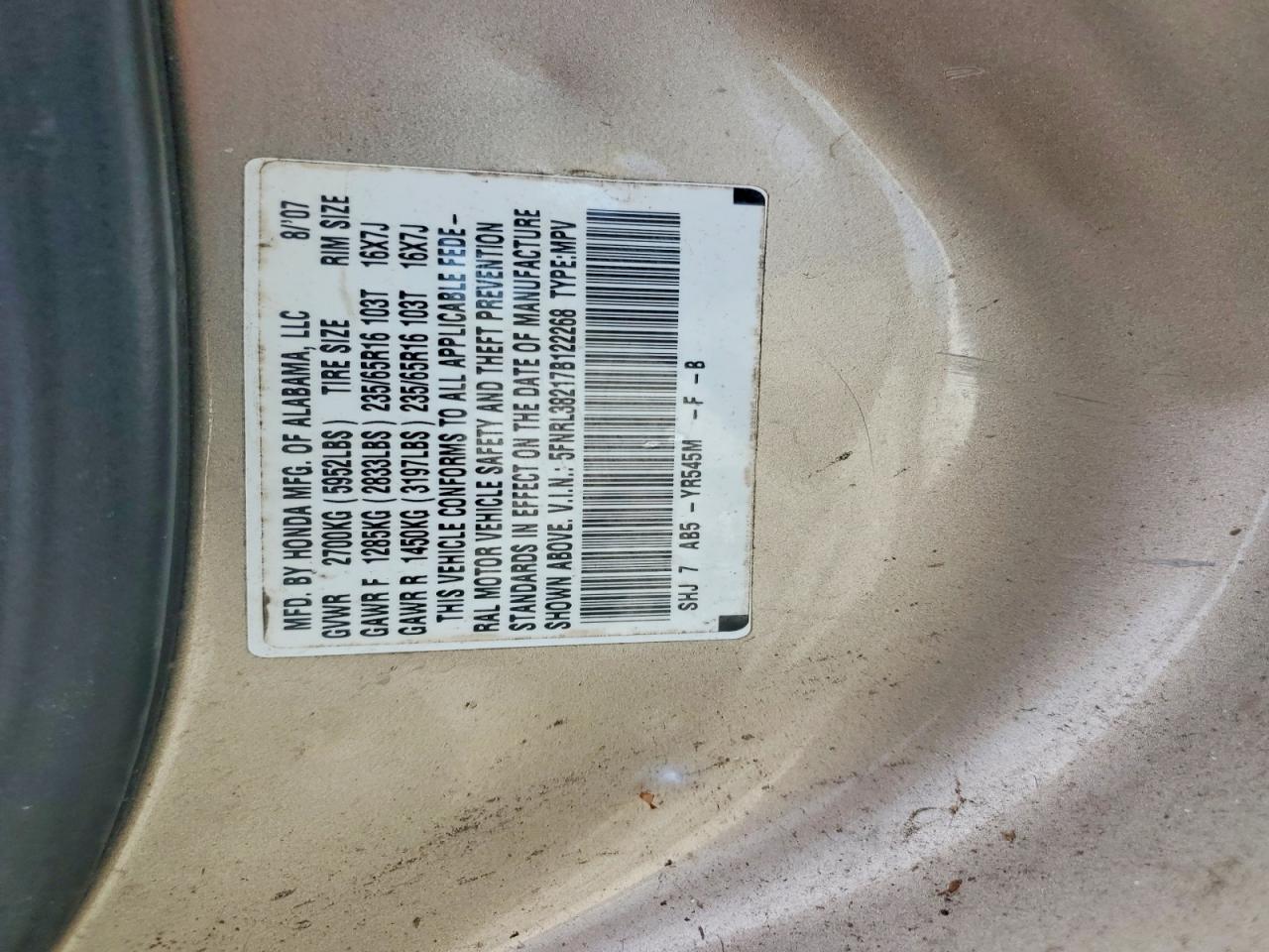 2007 HONDA ODYSSEY LX photo 37