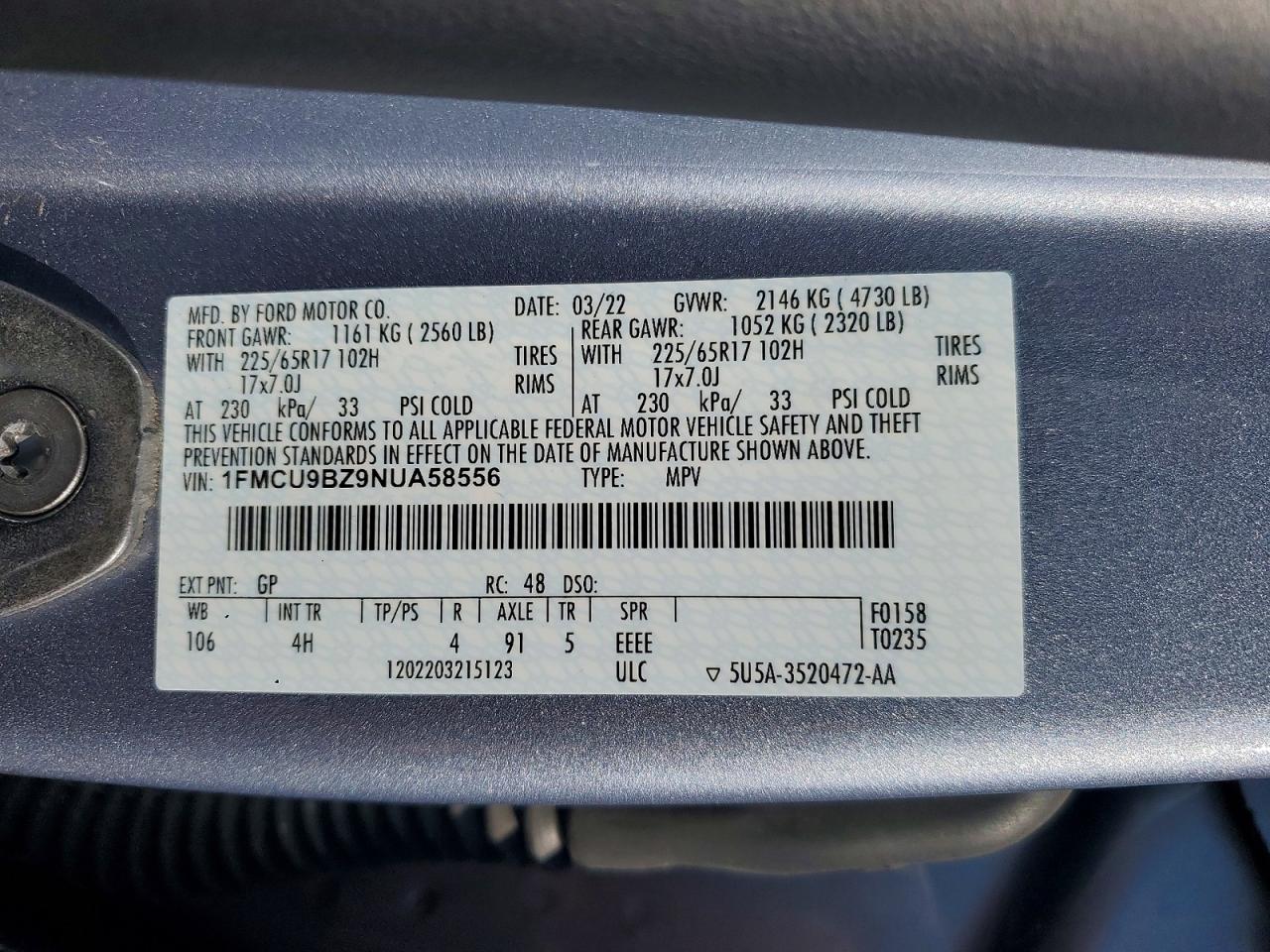 2022 FORD ESCAPE SE photo 13