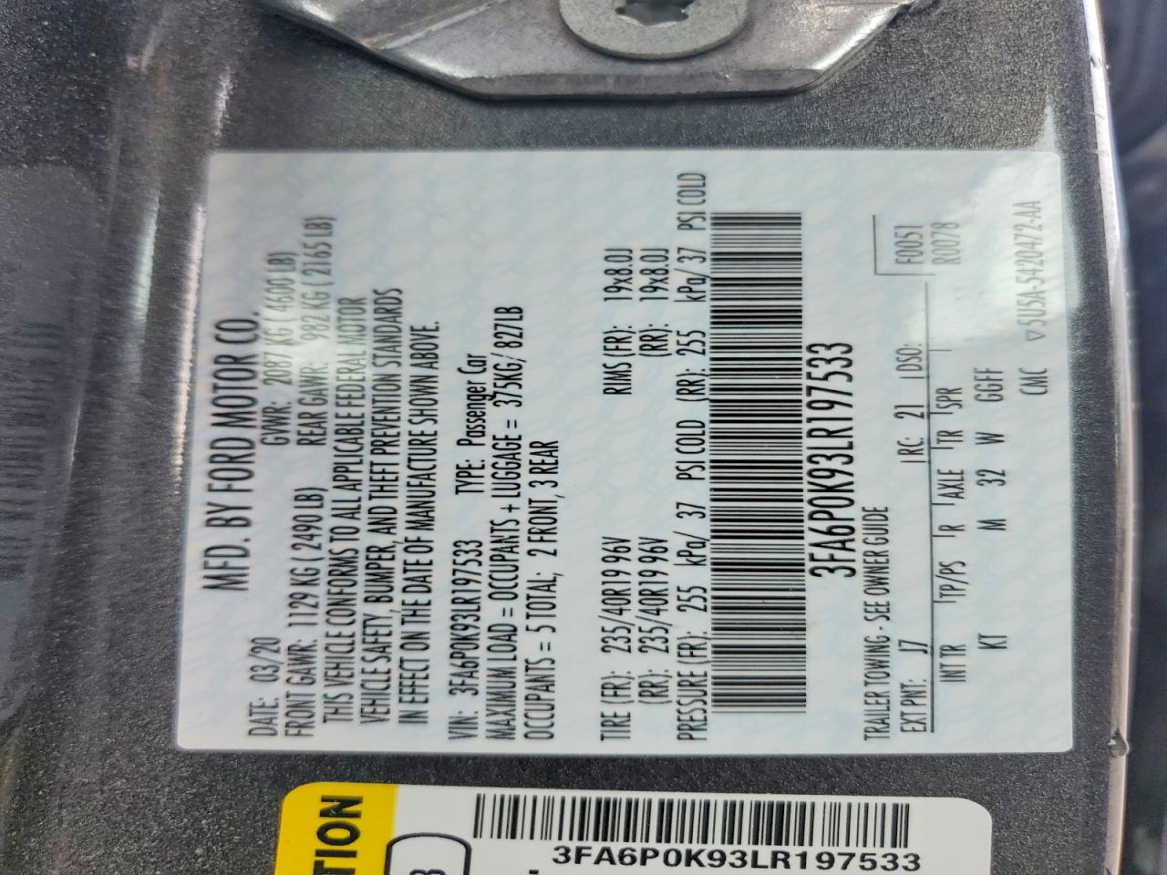 2020 FORD FUSION TITANIUM photo 34
