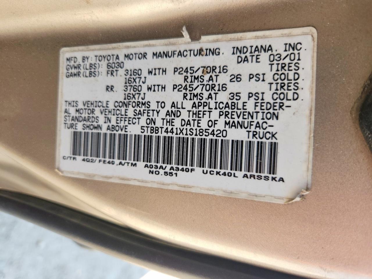 2001 TOYOTA TUNDRA SR5 photo 12