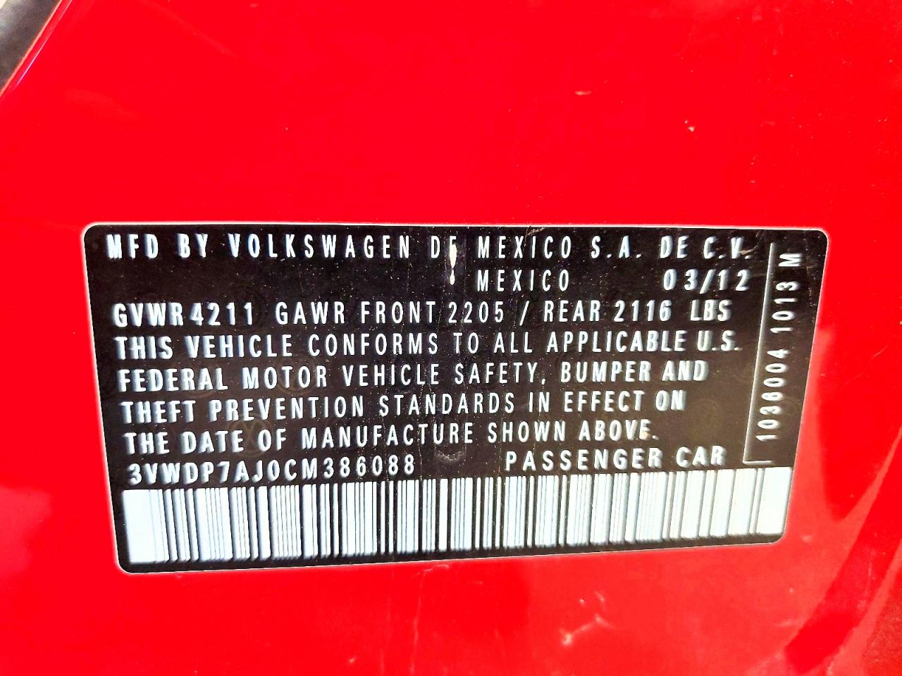 2012 VOLKSWAGEN JETTA SE photo 23