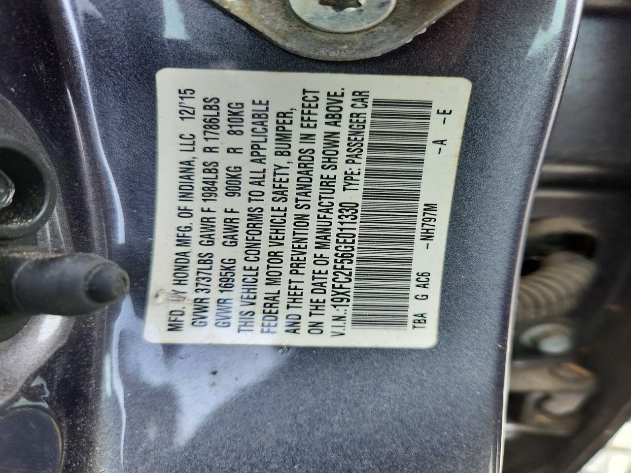 2016 HONDA CIVIC LX photo 12