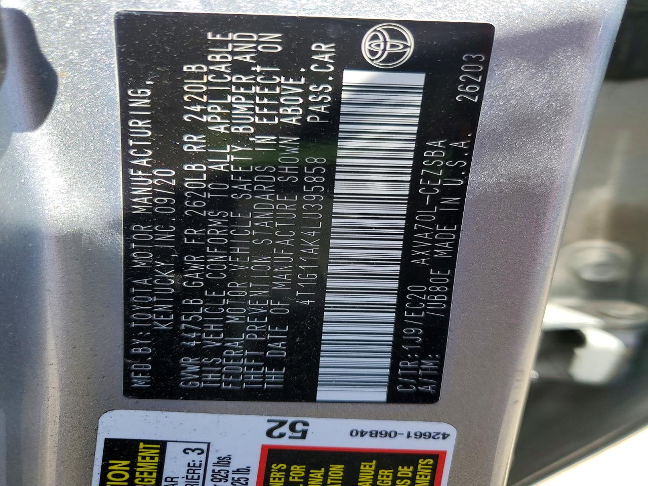 2020 TOYOTA CAMRY SE NIGHTSHADE photo 25