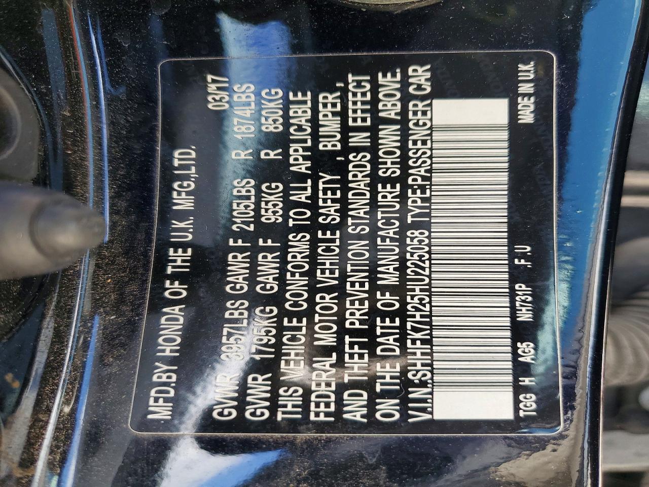 2017 HONDA CIVIC LX photo 37