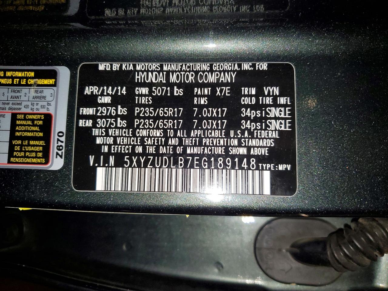 2014 HYUNDAI SANTA FE SPORT 2.4L photo 37