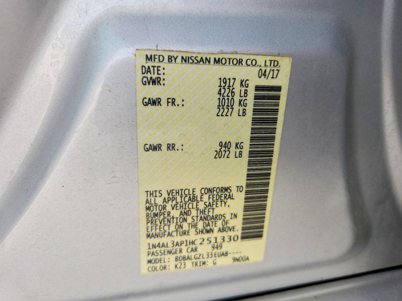 2017 NISSAN ALTIMA 2.5 S photo 23