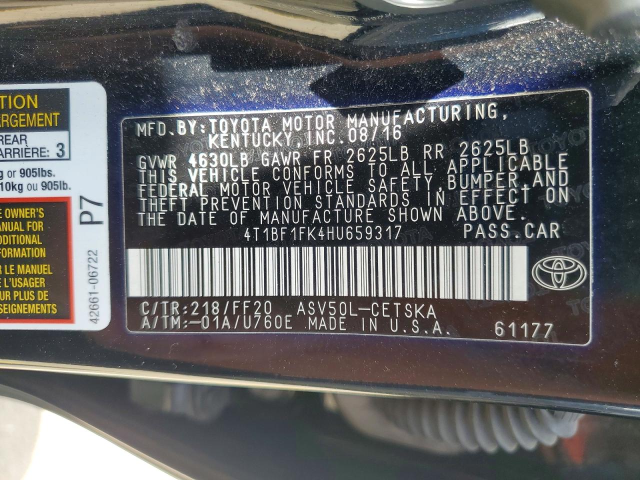 2017 TOYOTA CAMRY SE photo 13