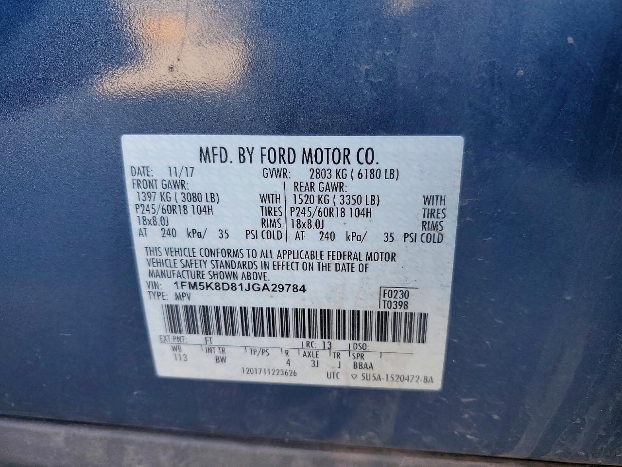 2018 FORD EXPLORER XLT photo 27