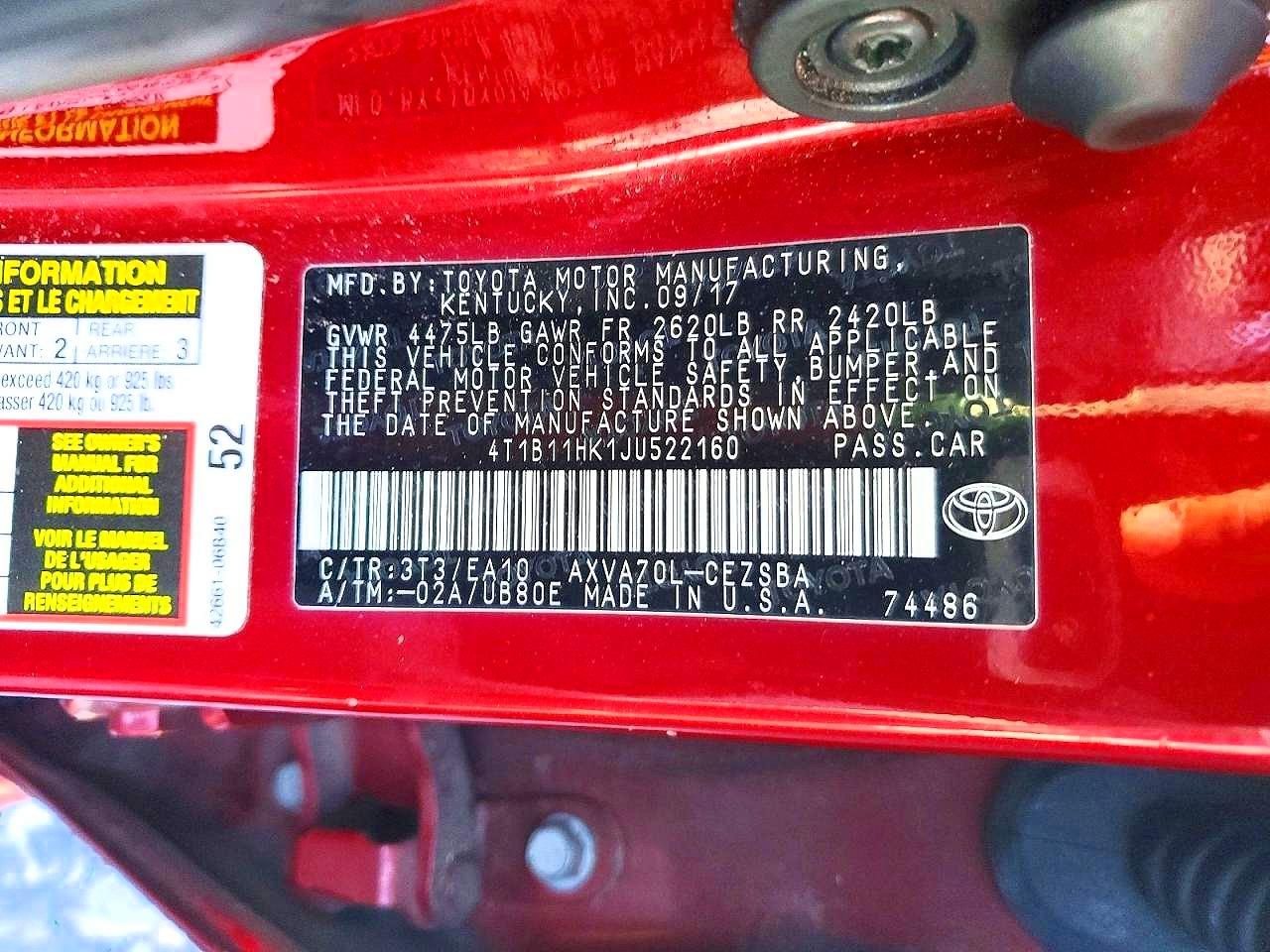 2018 TOYOTA CAMRY SE photo 34
