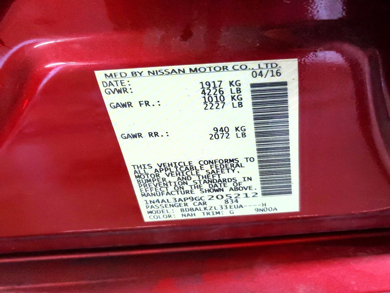 2016 NISSAN ALTIMA 2.5 SV photo 34