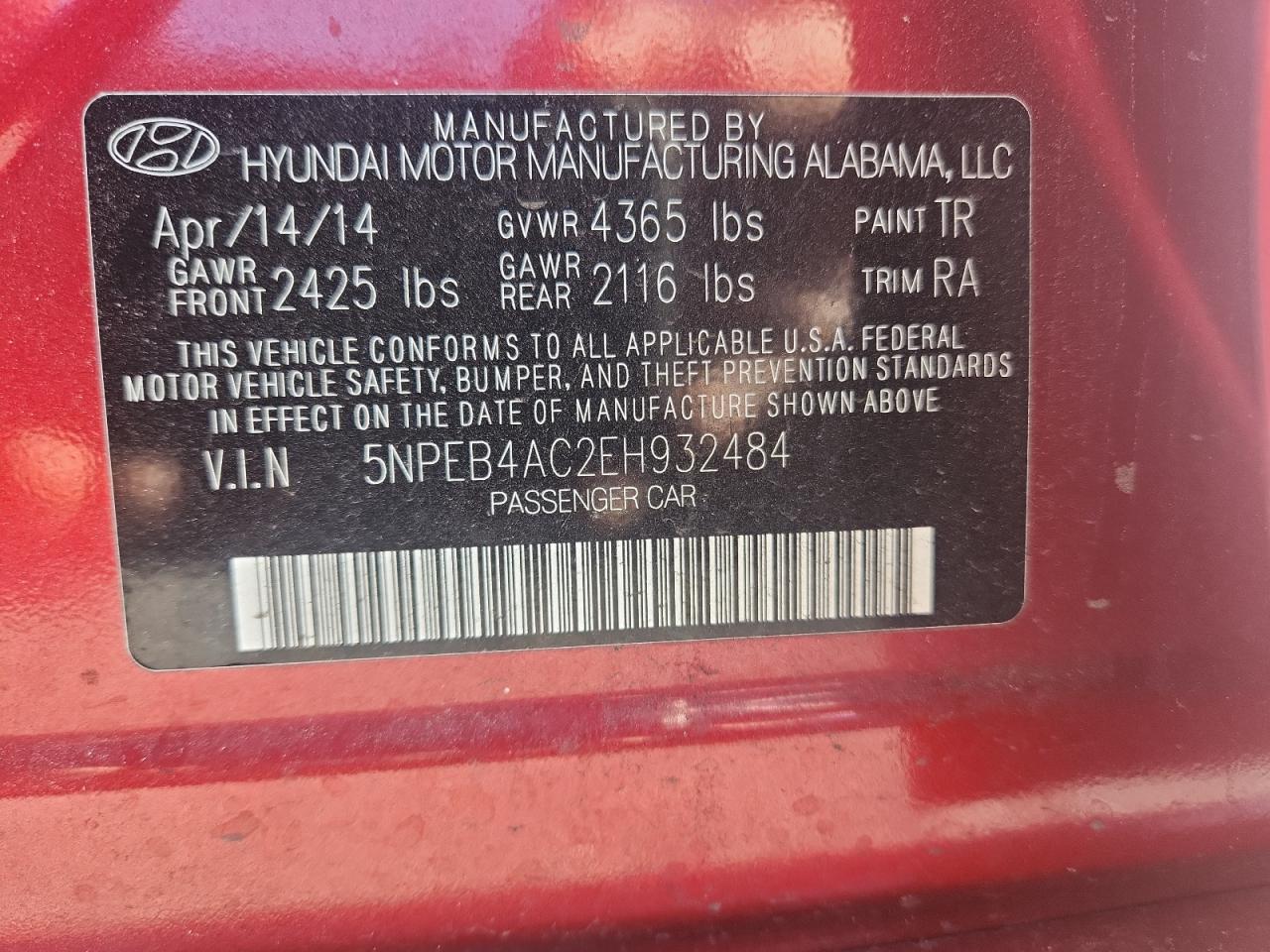 2014 HYUNDAI SONATA GLS photo 34
