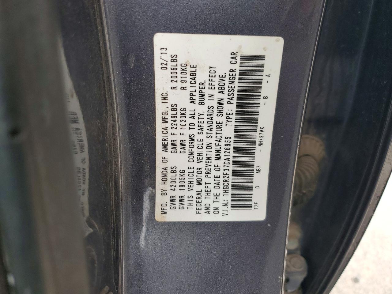 2013 HONDA ACCORD LX photo 23