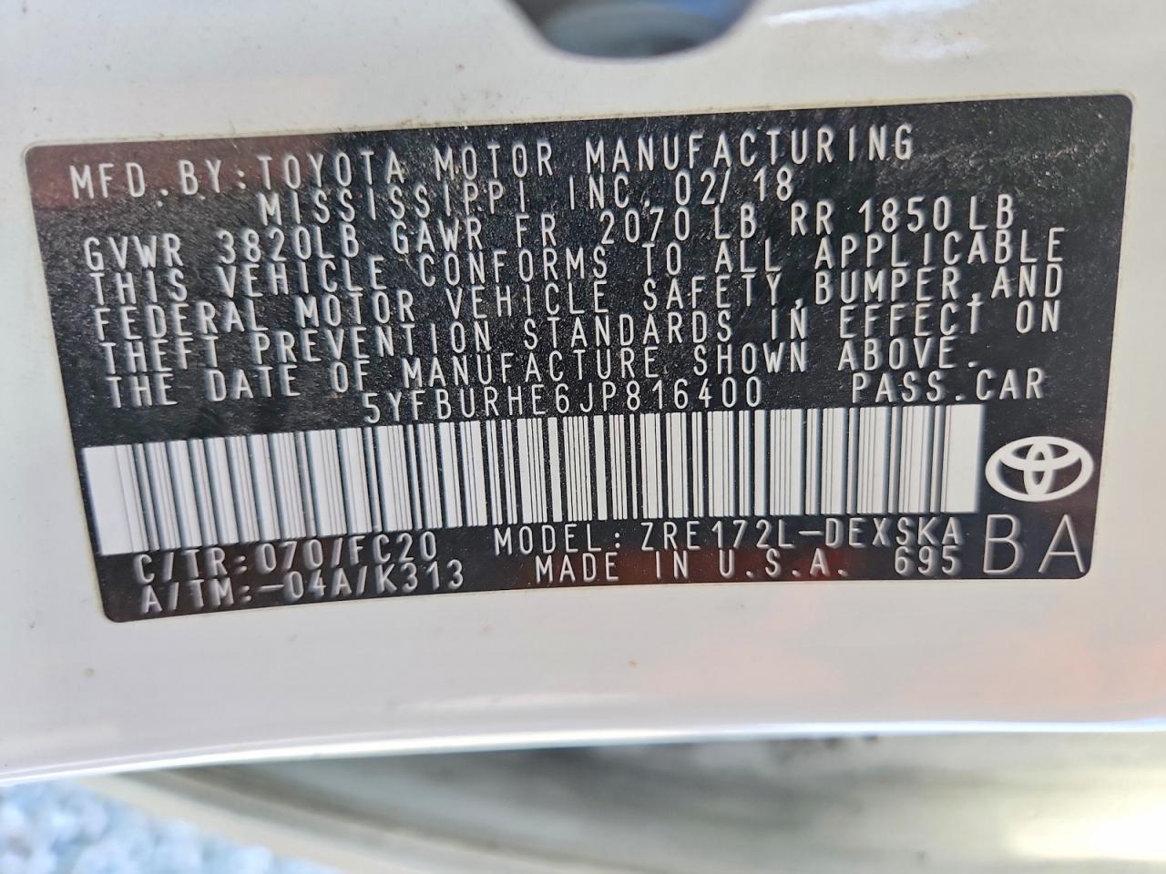 2018 TOYOTA COROLLA L photo 37