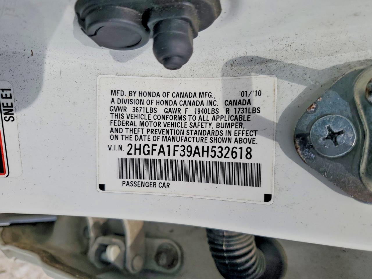 2010 HONDA CIVIC VP photo 12