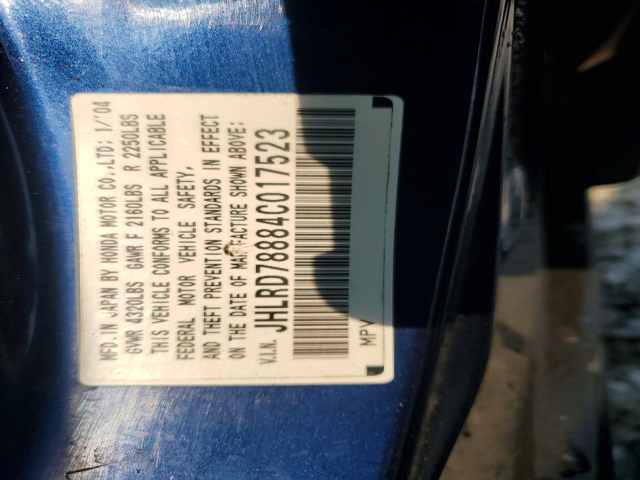 2004 HONDA CR-V EX photo 25