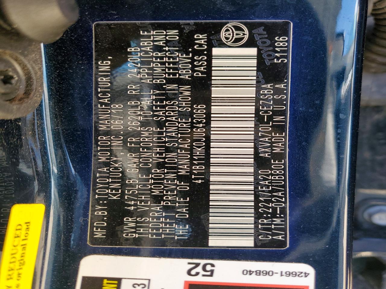 2018 TOYOTA CAMRY SE photo 14