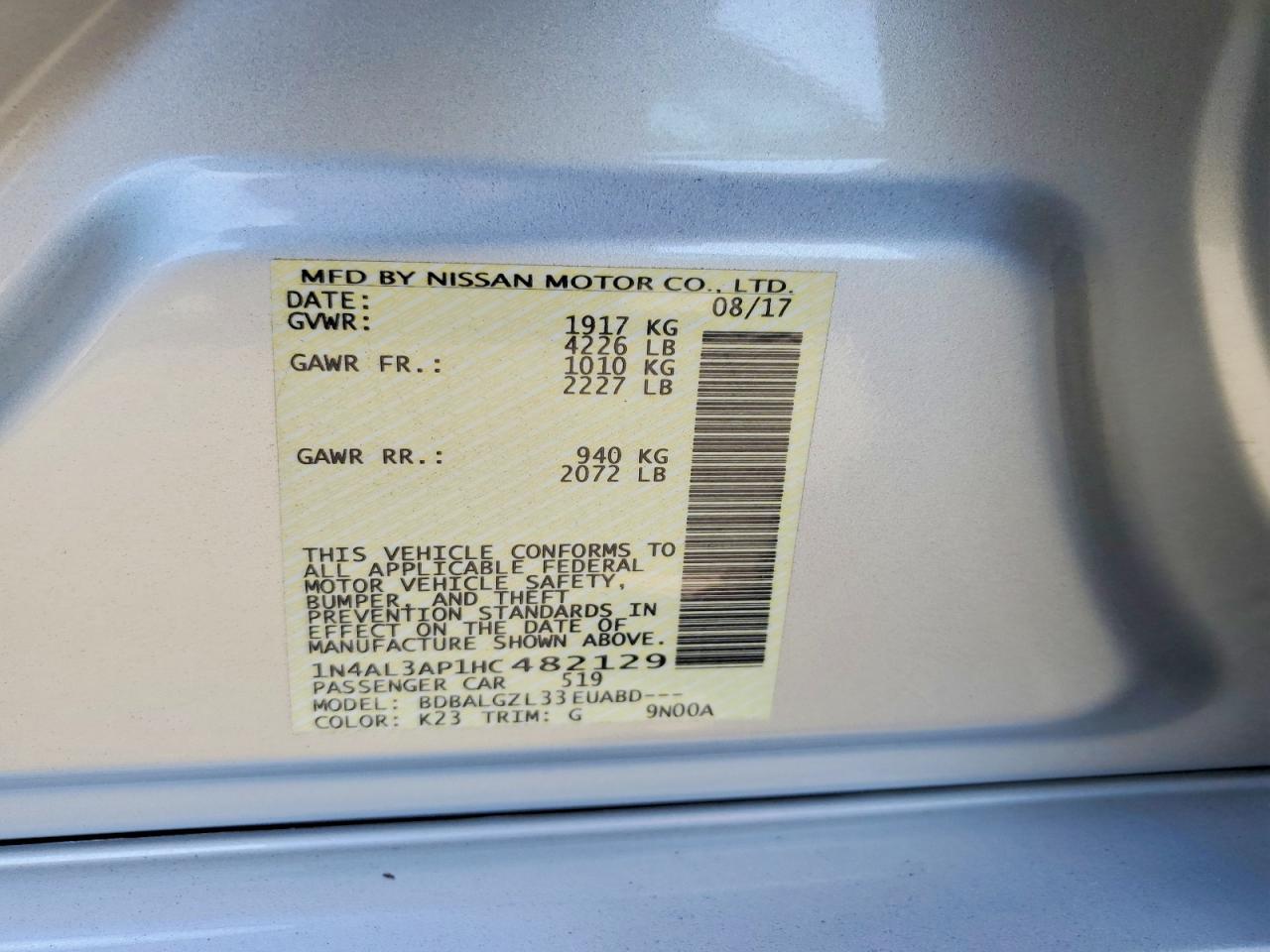 2017 NISSAN ALTIMA 2.5 S photo 34
