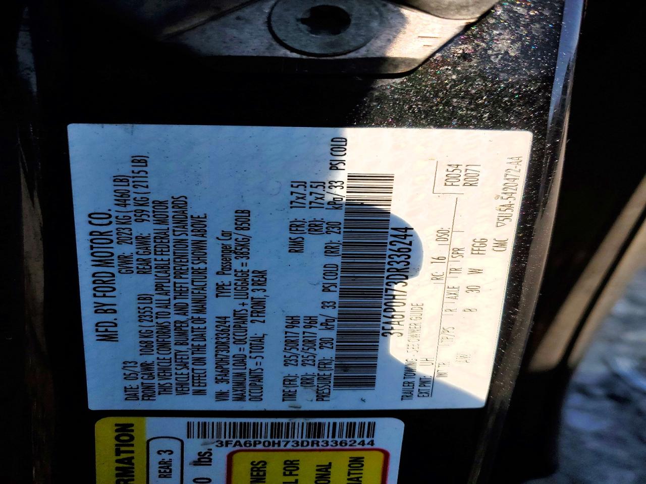 2013 FORD FUSION SE photo 12