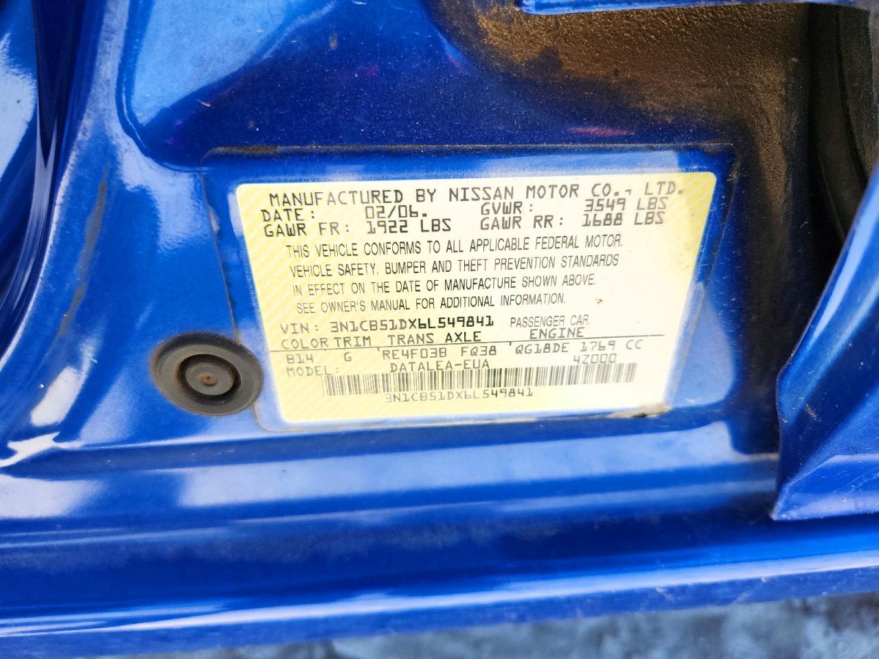 2006 NISSAN SENTRA 1.8 photo 34