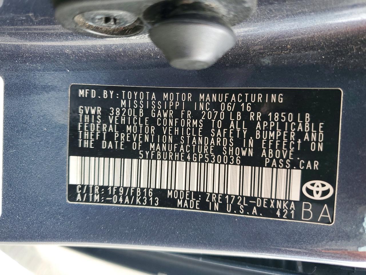 2016 TOYOTA COROLLA LE PLUS photo 34