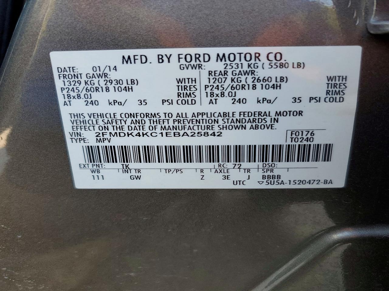 2014 FORD EDGE LIMITED photo 25