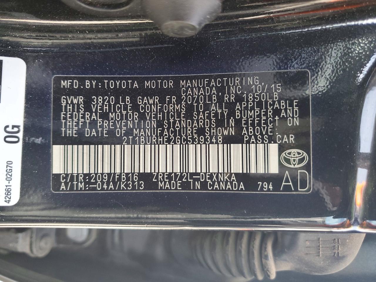 2016 TOYOTA COROLLA LE photo 13