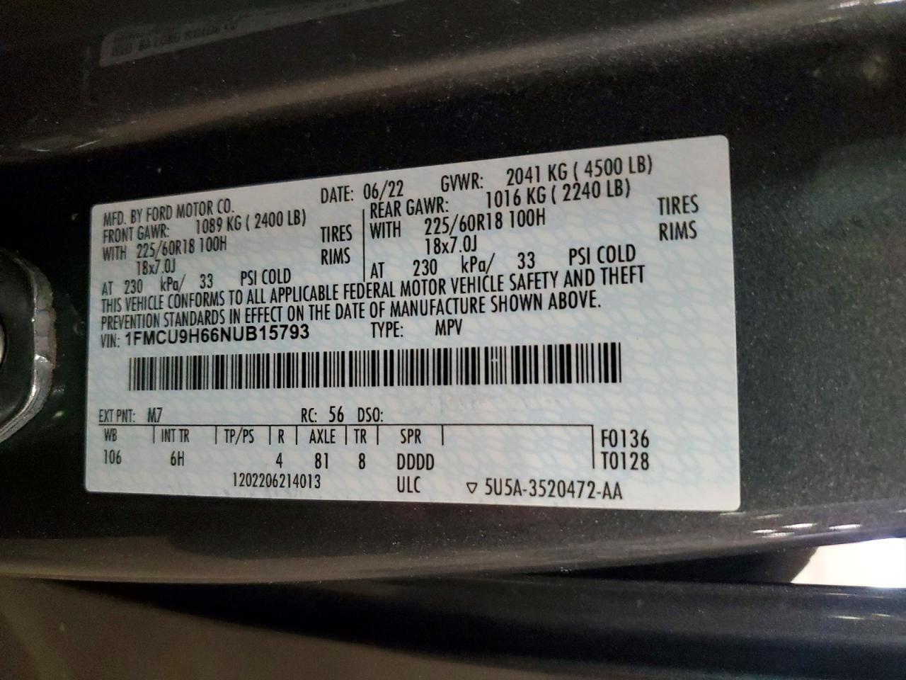 2022 FORD ESCAPE SEL photo 13