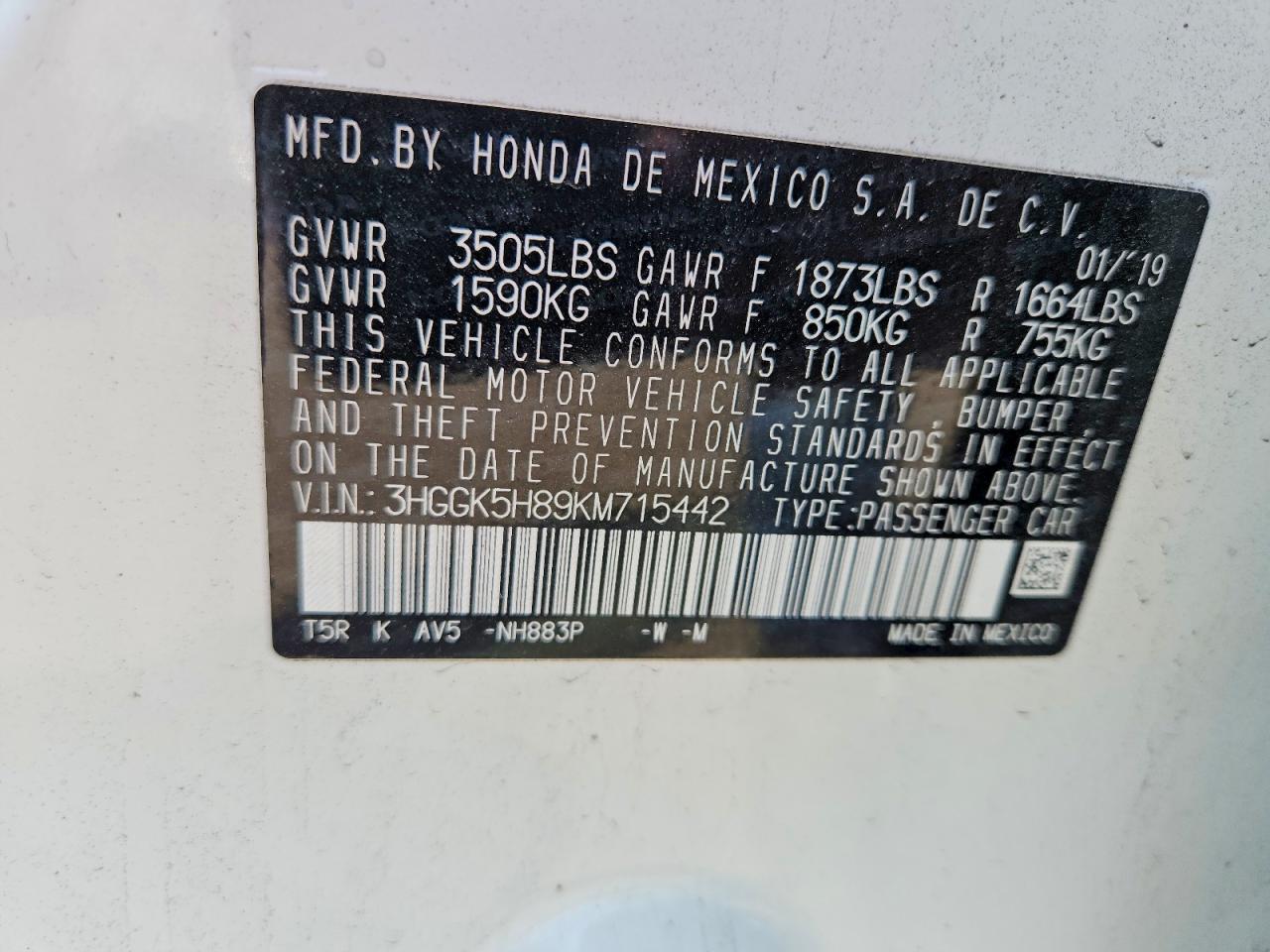 2019 HONDA FIT EX photo 34