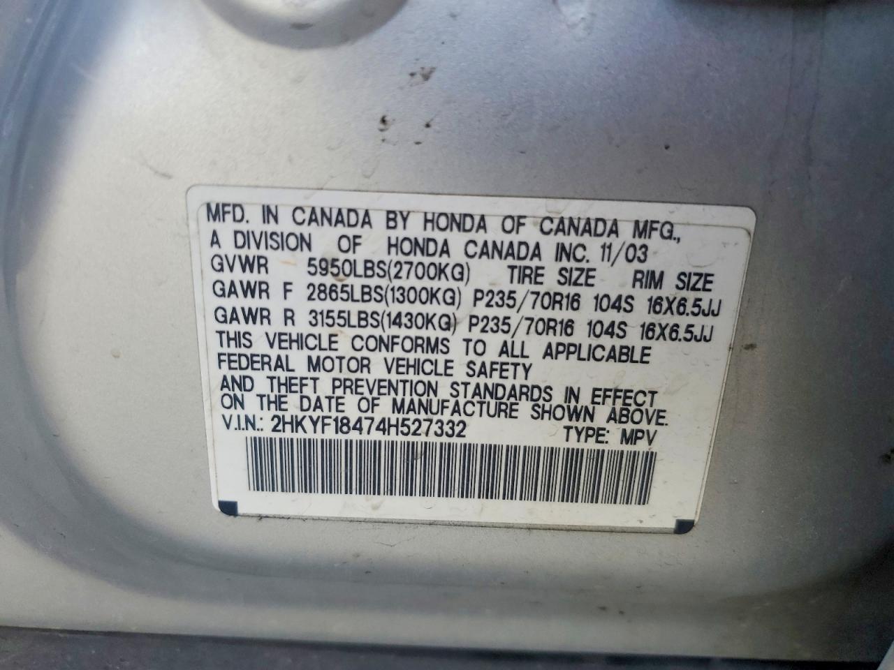 2004 HONDA PILOT EX photo 37
