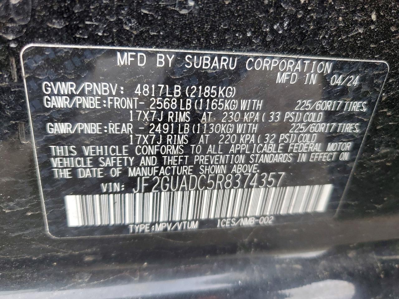 2024 SUBARU CROSSTREK PREMIUM photo 37