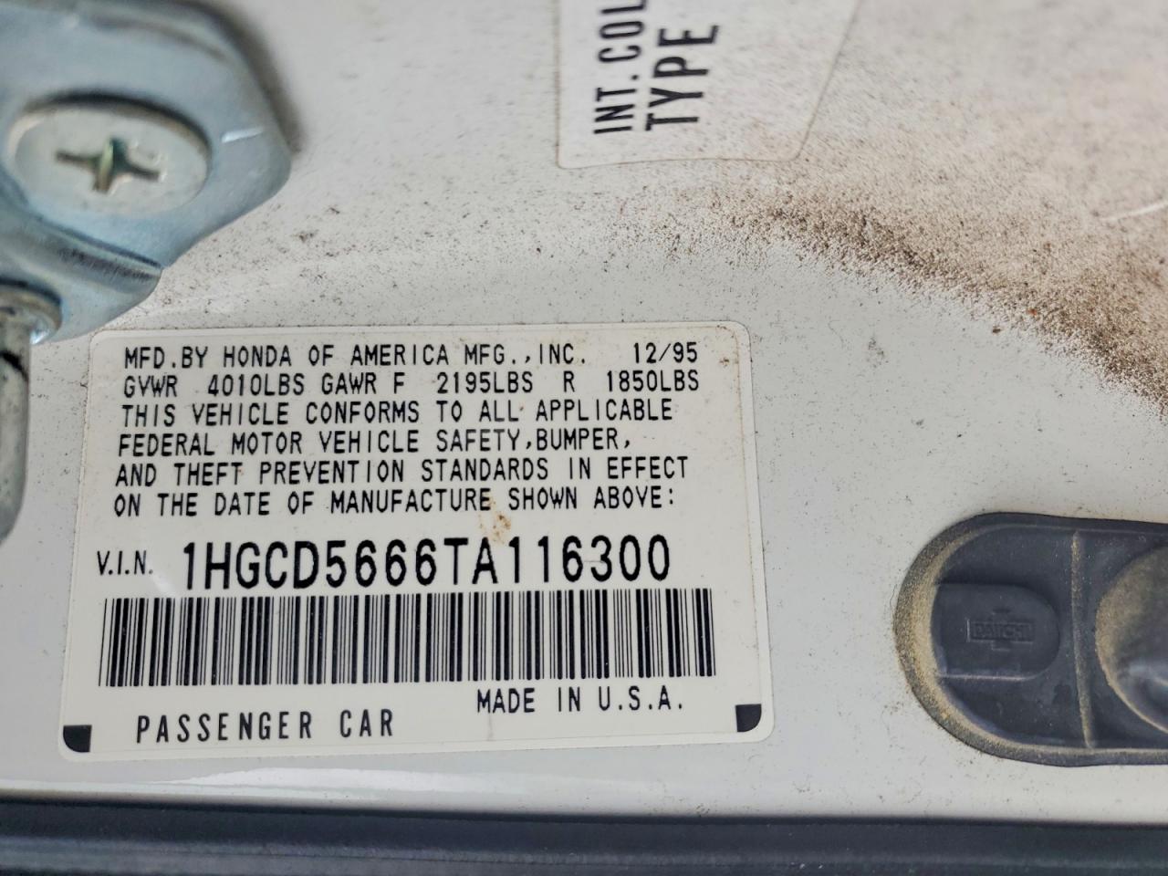 1996 HONDA ACCORD EX photo 12