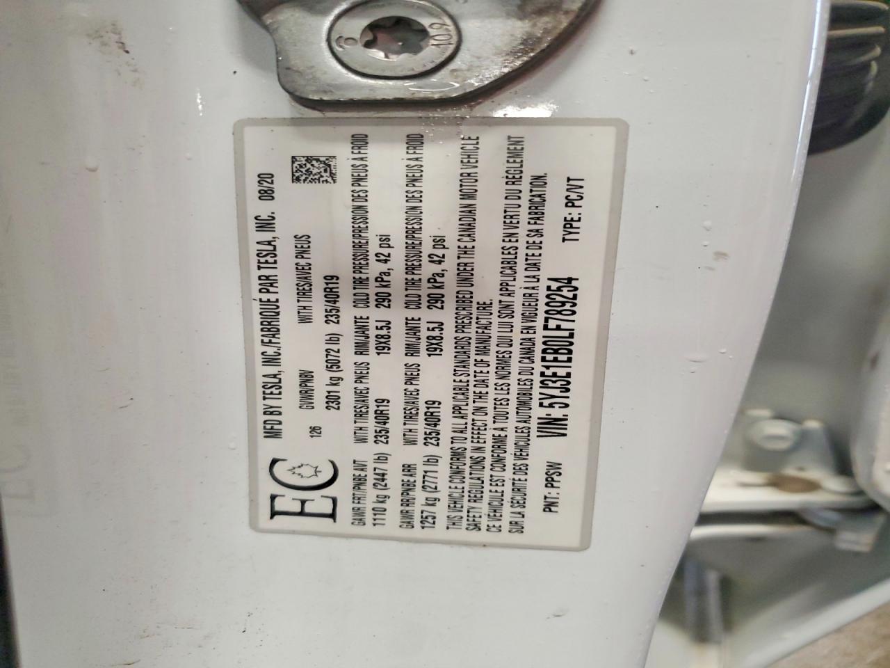2020 TESLA MODEL 3 photo 25