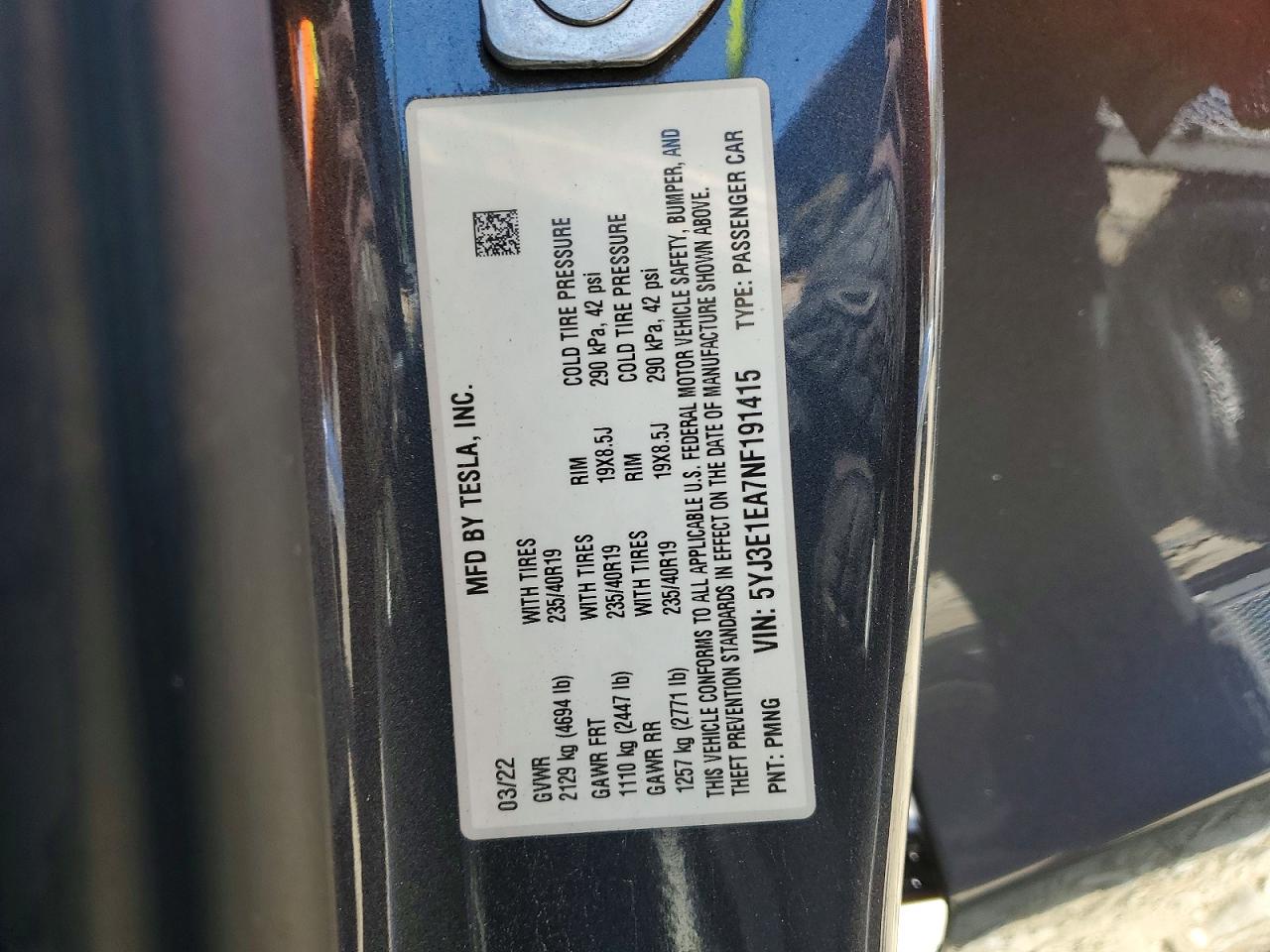 2022 TESLA MODEL 3 photo 23