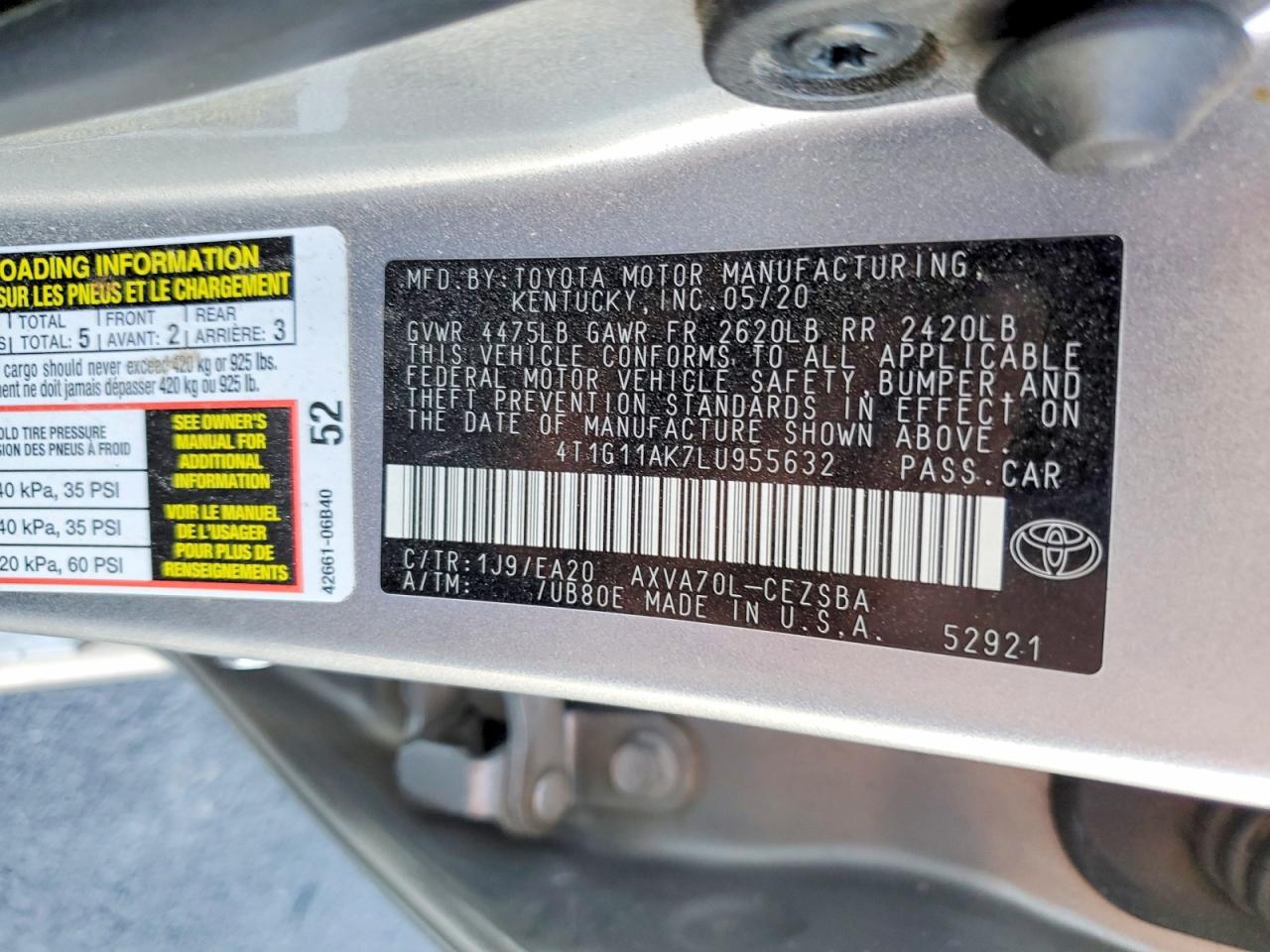 2020 TOYOTA CAMRY SE photo 23