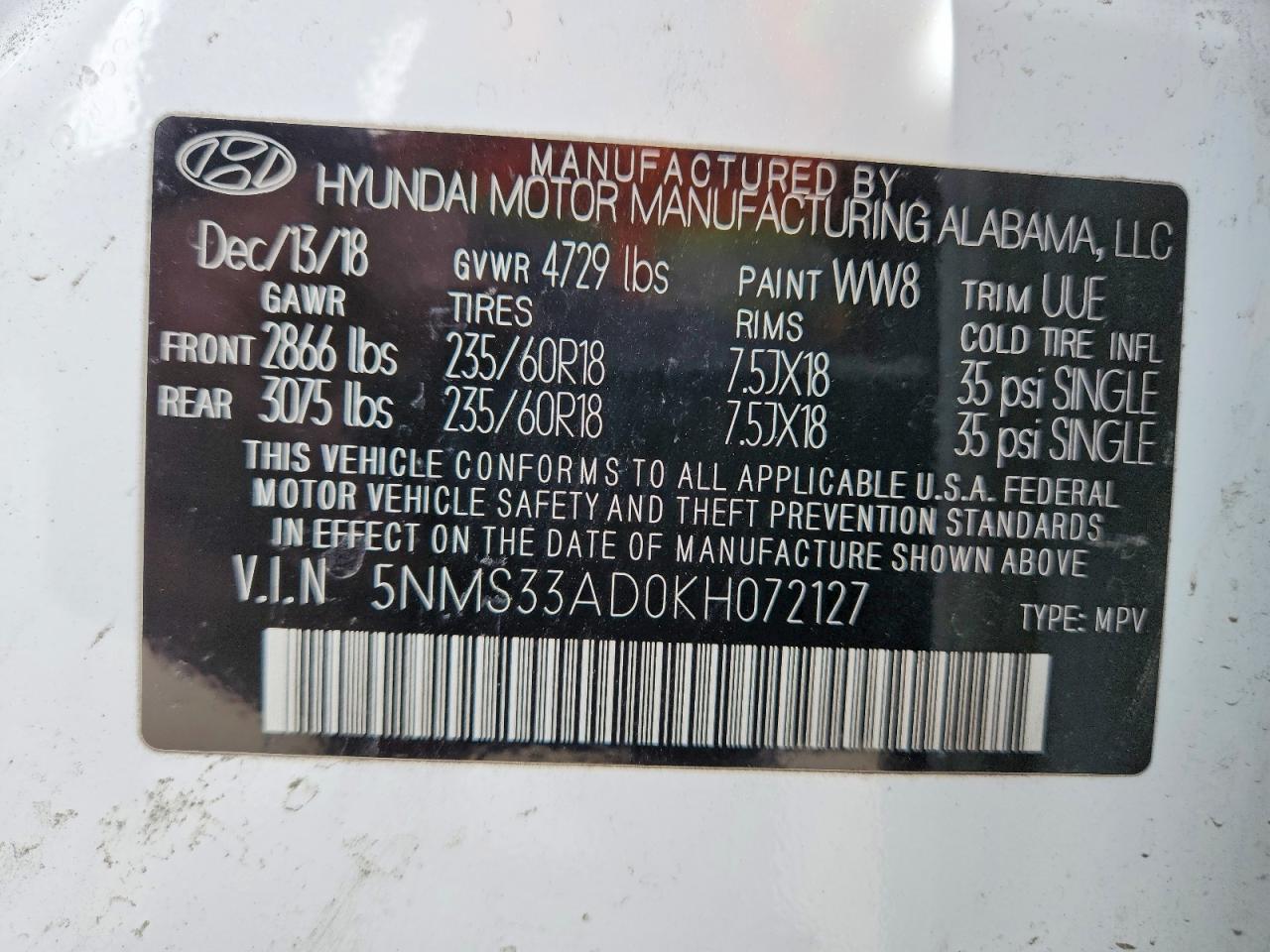 2019 HYUNDAI SANTA FE SEL PLUS 2.4L photo 40
