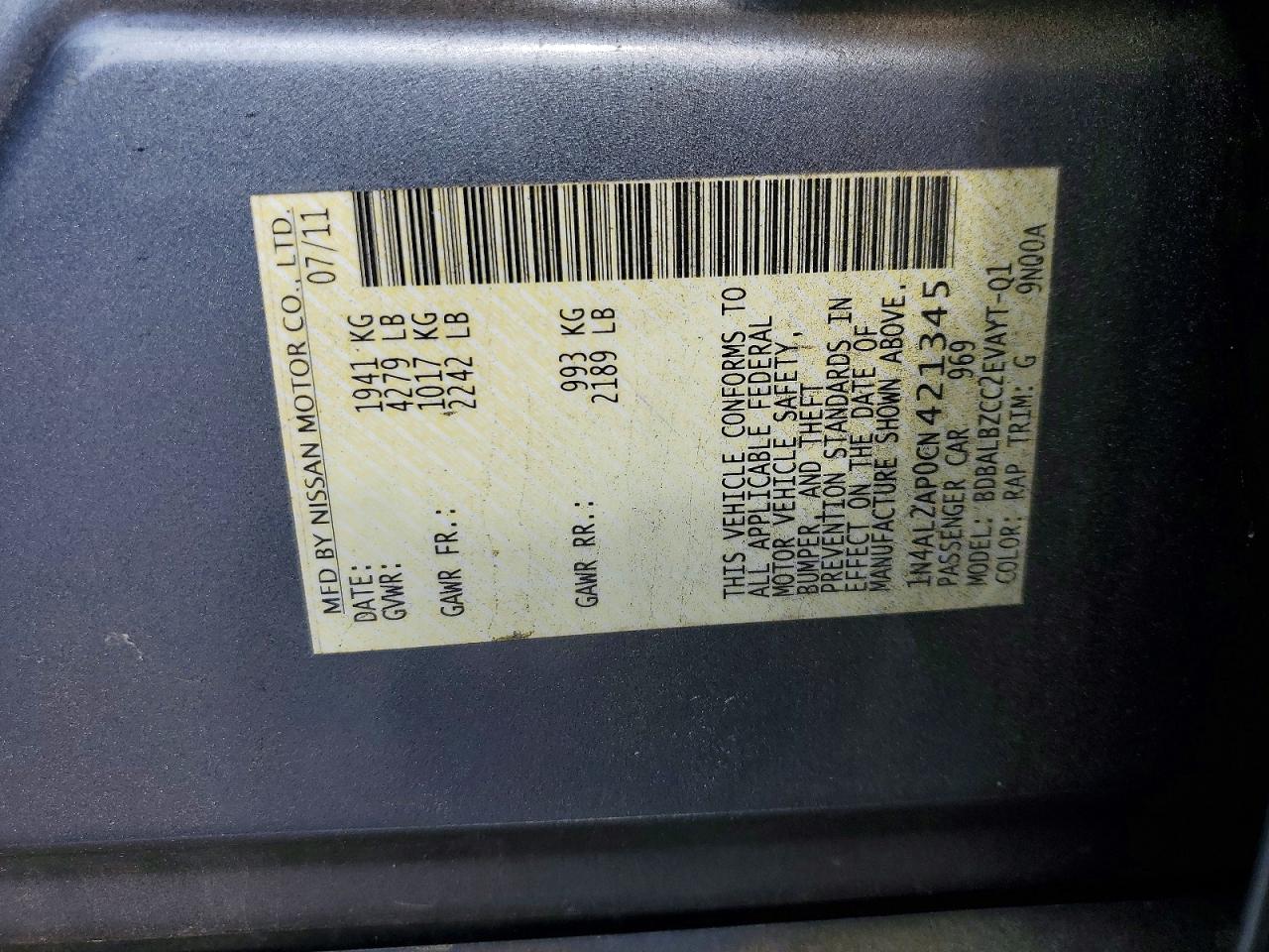 2012 NISSAN ALTIMA 2.5 photo 12