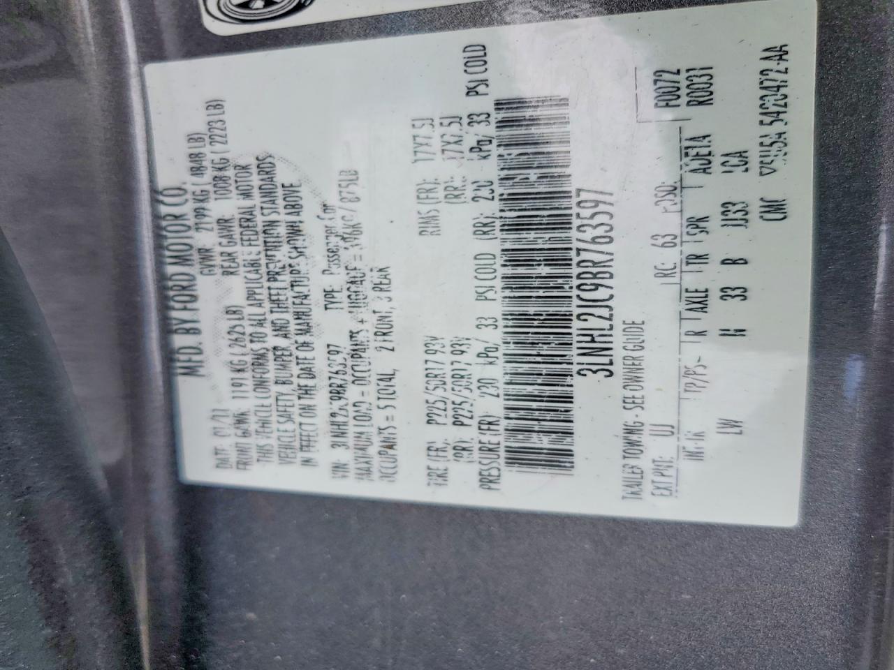 2011 LINCOLN MKZ photo 12