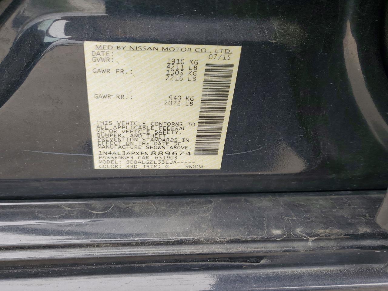 2015 NISSAN ALTIMA 2.5 photo 12