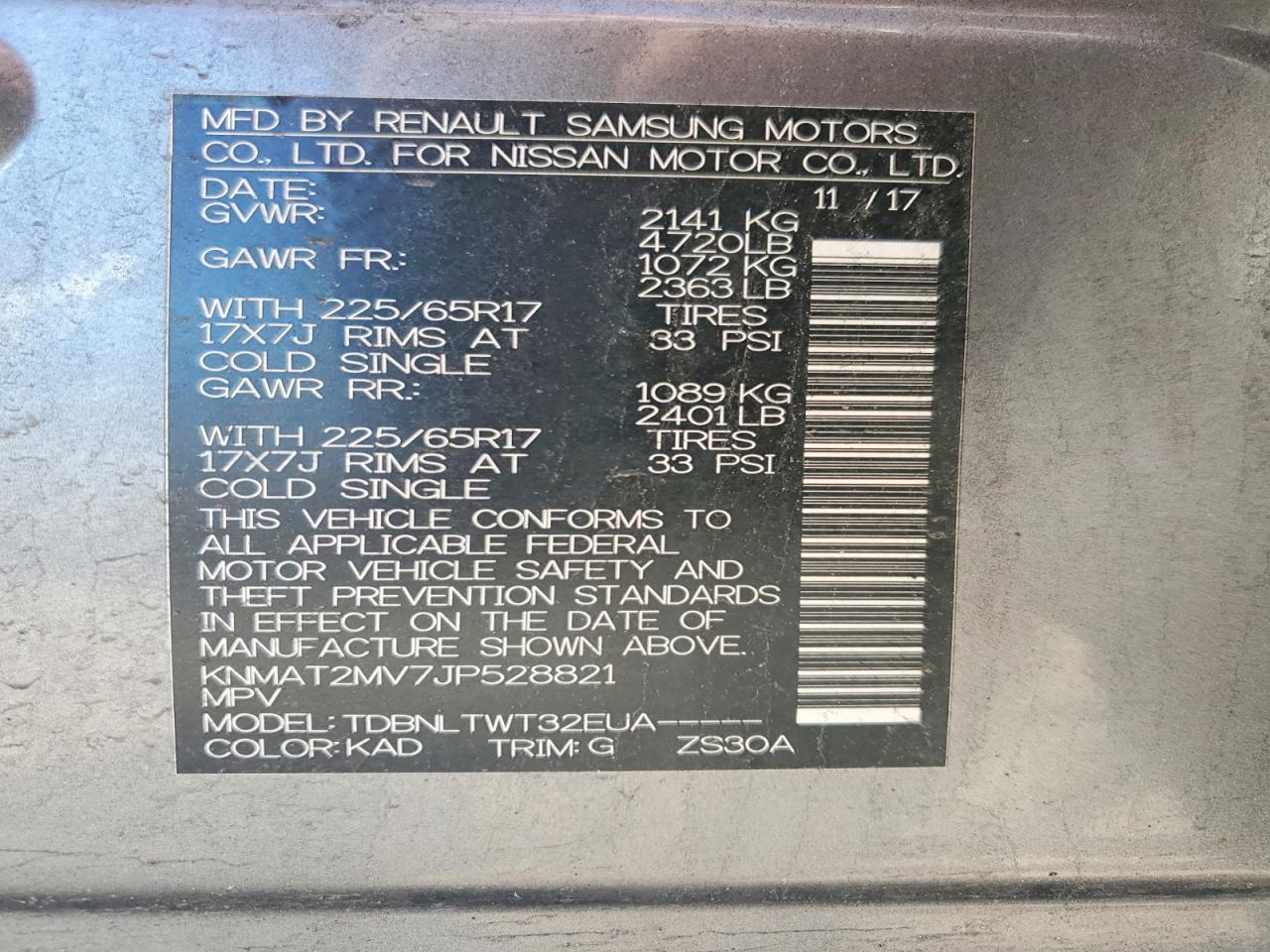 2018 NISSAN ROGUE SV photo 25