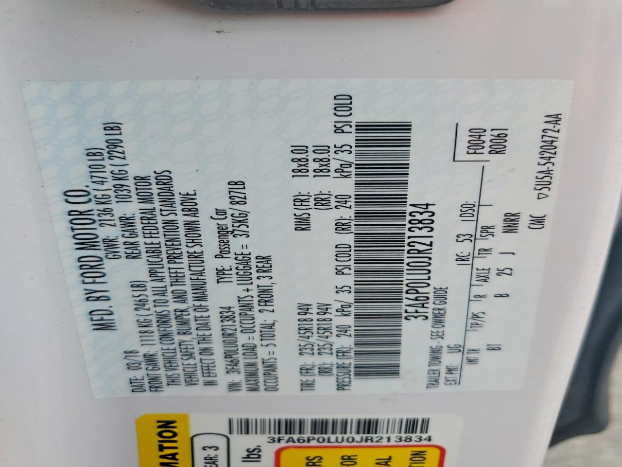 2018 FORD FUSION SE HYBRID photo 12