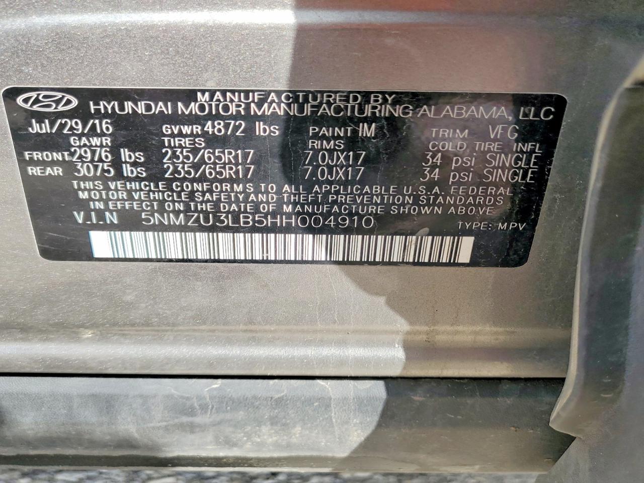 2017 HYUNDAI SANTA FE SPORT 2.4L photo 25