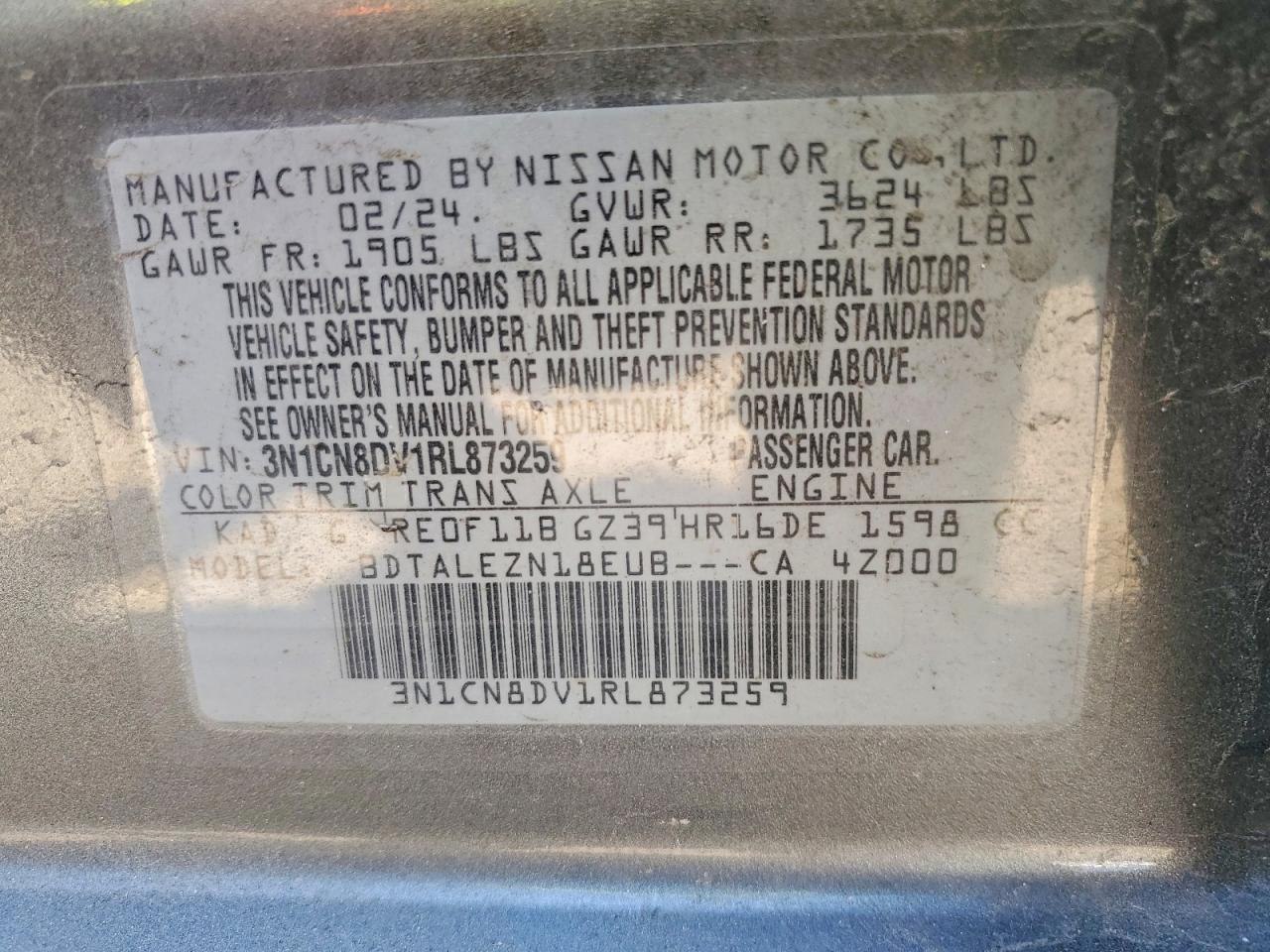2024 NISSAN VERSA S photo 12