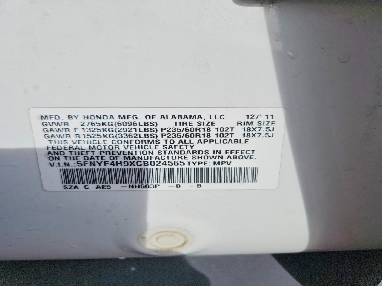 2012 HONDA PILOT TOURING photo 21