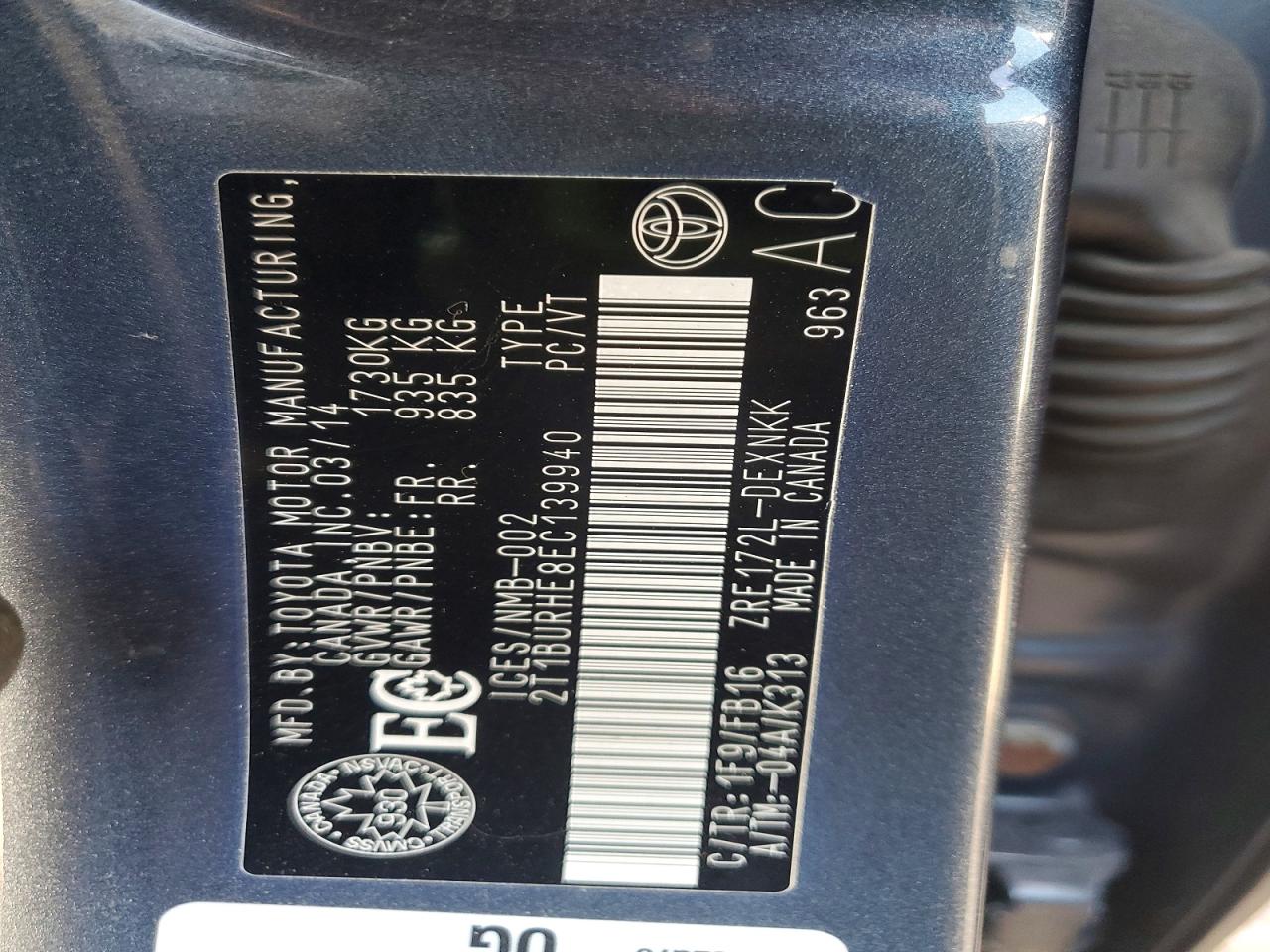 2014 TOYOTA COROLLA L photo 23